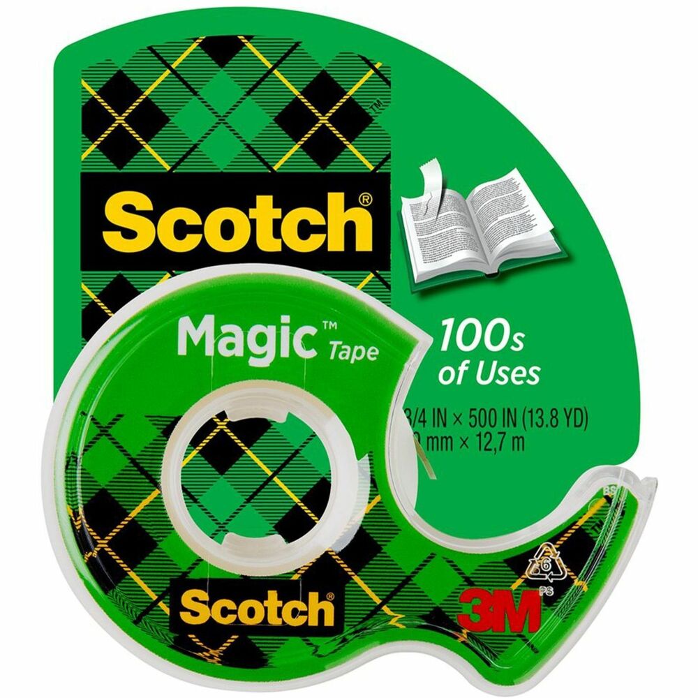 MMM122 - Scotch Magic Tape is the original matte finish, invisible tape. It disappears on most papers so it's easy to scan and read documents. This versatile tape is ideal for permanent paper mending and many other uses. It pulls off the roll smoothly, cuts easily and resists splitting and tearing. Tape will not dry out or yellow. Write on it with pen, pencil or marker. It is also photo-safe (determined in accordance with ISO Standard 18916). Tape comes on a compact handheld dispenser that stores easily in a drawer. More from the Manufacturer