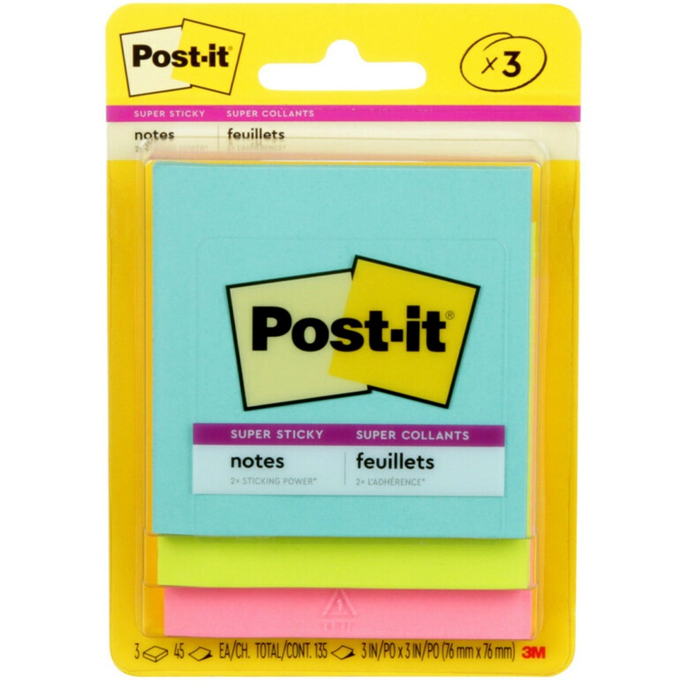 MMM3321SSAN - Post-it Super Sticky Notes feature a unique adhesive so your notes will stick securely to more surfaces. Now you can stick your notes where they'll really get noticed - like monitors, doors and walls. In a perfect 3" x 3" size for reminders or a short to-do list, Super Sticky Notes hold longer and stronger than original notes yet remove cleanly. The Marrakesh Color Collection conveys the genuine energy and movement found in this desert jewel. Super Sticky Post-it Notes are recyclable, and the paper in Post-it Notes is sourced from certified, renewable and responsibly managed forests. More from the Manufacturer