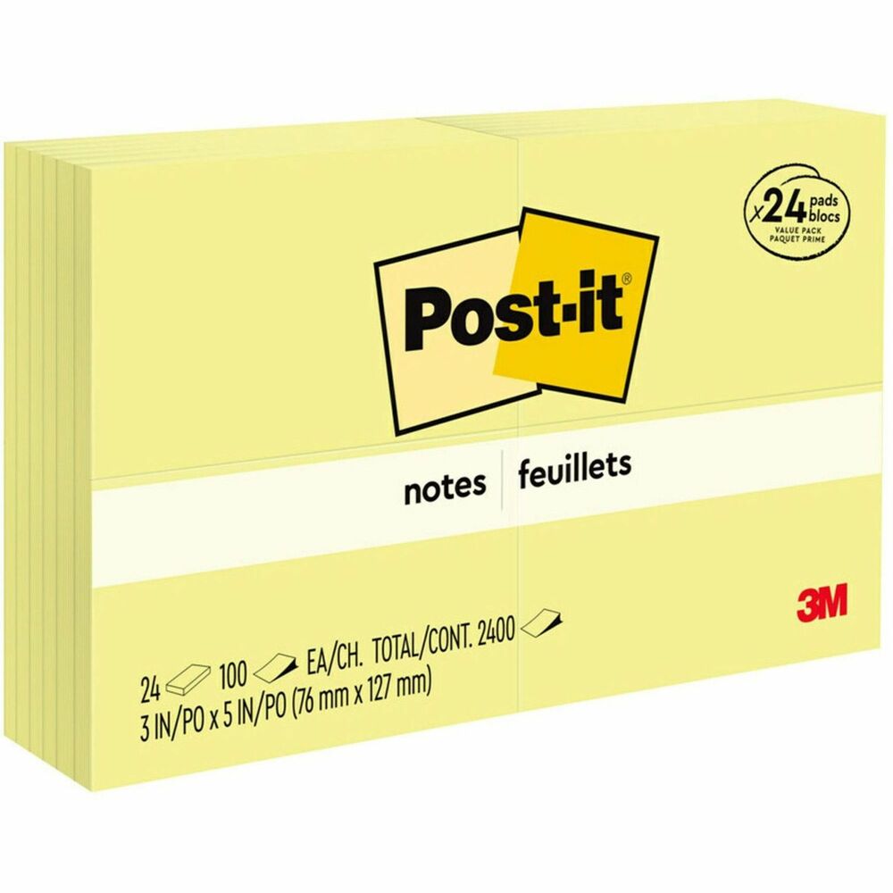 MMM65524VAD - Stock up on Post-it Notes with this value pack. Post-it Notes are the perfect size for notes, numbers and lists. Repositionable adhesive won't mark paper and other surfaces. Attach notes without staples, paper clips or tape. Use the self-adhesive top strip to stick them on papers, desks and other places where you need a reminder. Paper used comes from well-managed forests where trees are replanted. 100 sheets per pad.