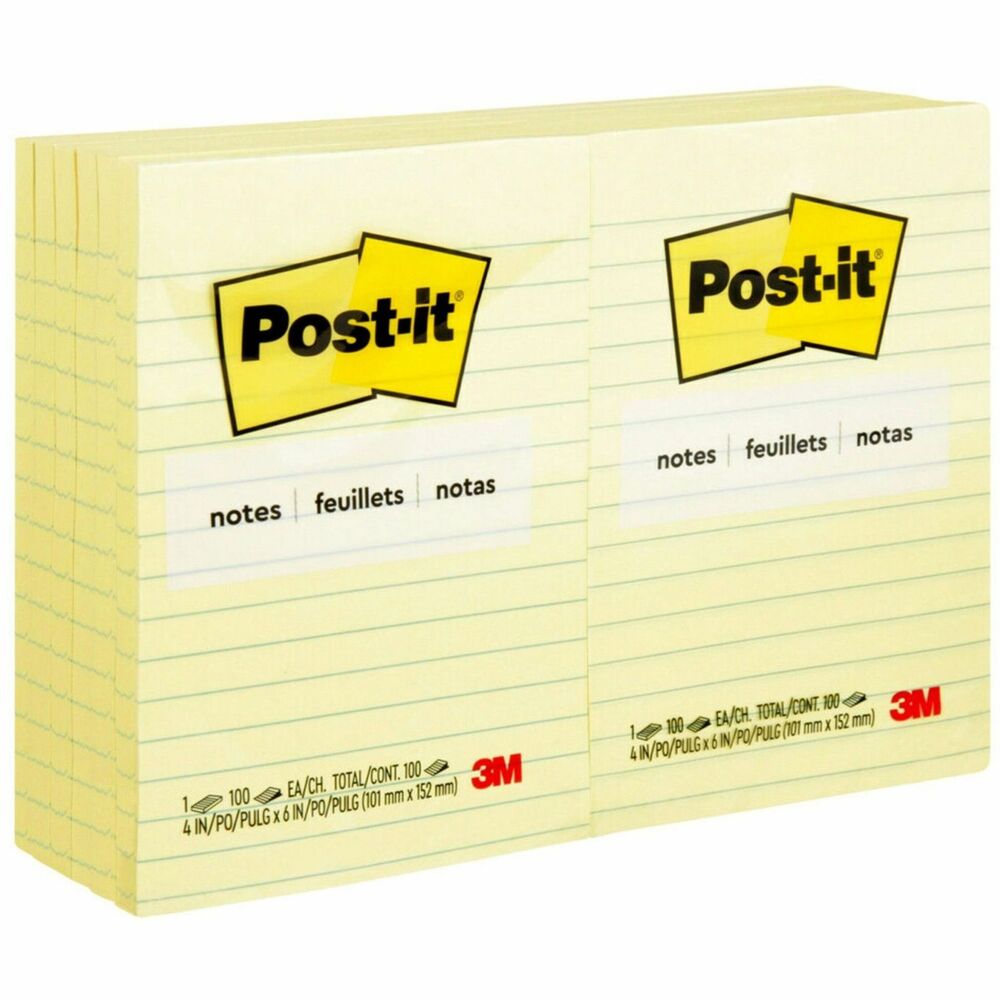 MMM660YW - The original Canary Yellow Post-it Notes with lines keep your notes straight. Self-stick, removable notes stick securely and remove cleanly. Capture important details with the 4" x 6" size. Familiar and attention-getting, Canary Yellow Notes help get your message across. Post-it Notes are recyclable, and the paper in Post-it Notes is sourced from certified, renewable and responsibly managed forests. More from the Manufacturer