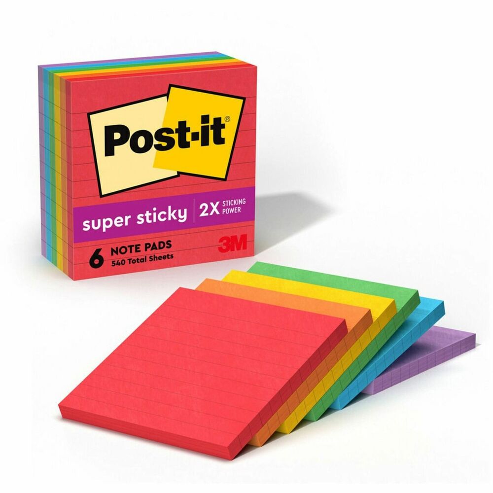 MMM6756SSAN - Post-it Super Sticky Notes feature a unique adhesive so your notes will stick securely to more surfaces. Now you can stick your notes where they'll really get noticed - like monitors, doors and walls. The 4" x 4" size has lines to keep your notes straight and is perfect for sharing information with others. Super Sticky Notes hold longer and stronger than original notes yet remove cleanly. The Marrakesh Color Collection conveys the genuine energy and movement found in this desert jewel. Super Sticky Post-it Notes are recyclable, and the paper in Post-it Notes is sourced from certified, renewable and responsibly managed forests. More from the Manufacturer