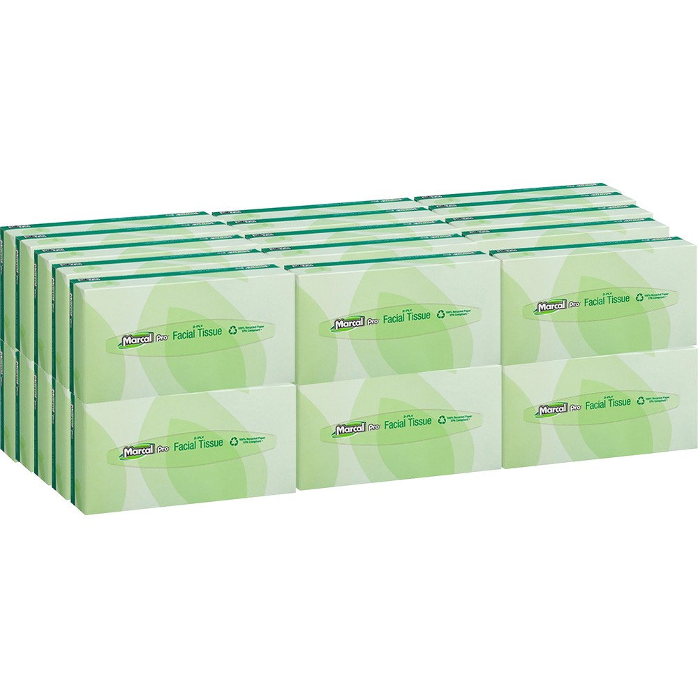 MRC2930CT - Recycled, two-ply facial tissues easily dispense from a convenient flat, pop-up box. They are great home, office, hospitality or healthcare. Soft yet absorbent and virtually lint-free, these hypoallergenic tissues are whitened without chemicals containing chlorine bleach and have no added dyes or fragrances. Each facial tissue contains a high percentage of recycled material.