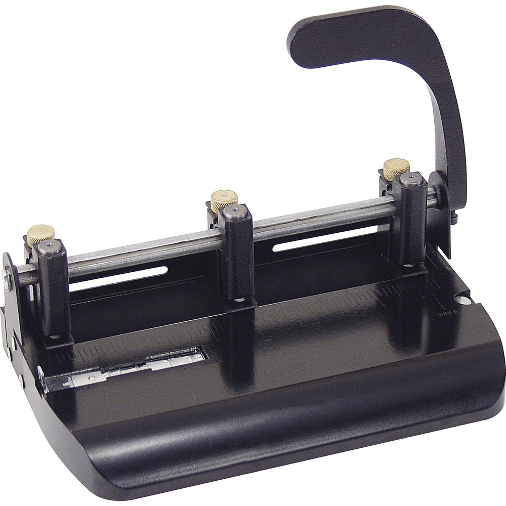 OIC90078 - Heavy-duty hole punch features an ergonomic lever handle for easy punching of 9/32" holes in up to 32 sheets of 20 lb. paper. Three adjustable punch heads deliver 2-hole or 3-hole punching. Design also features an adjustable paper guide and easy-to-empty chip tray. Jam-free hole punch offers an all-metal construction for durability. More from the Manufacturer