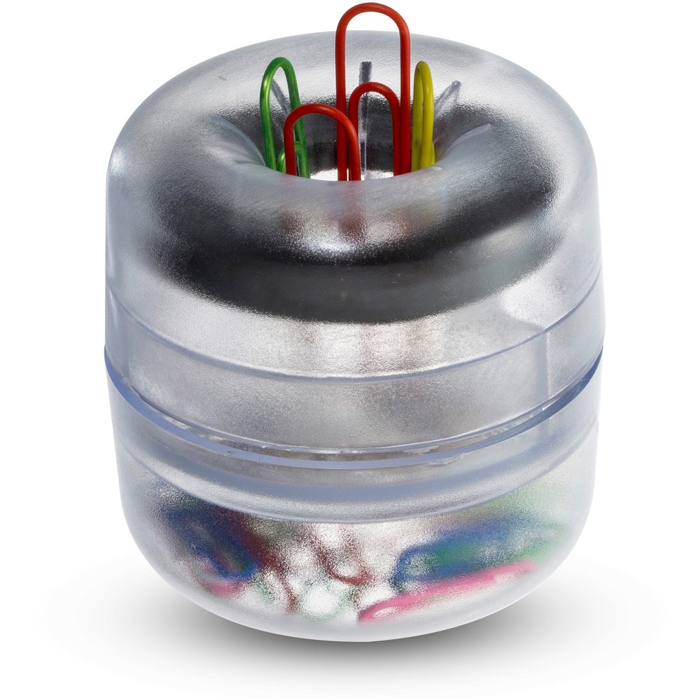 OIC93695 - Euro-Style Designer Paper Clip Holder features a frosted, see-through look to let you know when you need to refill. Removable top lets you refill with ease. Magnetic top provides convenient access to paper clips (not included). More from the Manufacturer