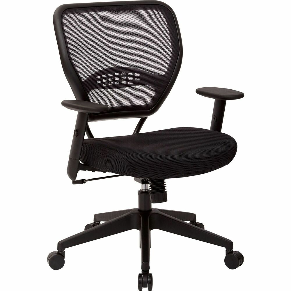 OSP5500 - The 5500 basic design of this manager's chair is an excellent example of simplicity at its best. The open air-grid back with built-in lumbar support conforms to your back for passive ergonomic support. The black mesh seat is thickly cushioned for enhanced comfort. Functions include pneumatic seat-height adjustment from 18-3/4" to 23" , 360-degree swivel and 2-to-1 synchro tilt control with adjustable tilt tension. Angled arms with soft pads are height-adjustable. Heavy-duty, angled nylon base has oversized, dual-wheel carpet casters. Seat size is 20-1/2" wide x 21" deep x 3-1/2" thick. Back size is 20-1/2" wide x 18-1/2" high. Distance between arms is 18-3/4". Professional Dark Air Grid Back Managers Chair is also Greenguard Indoor Air Quality Certified.