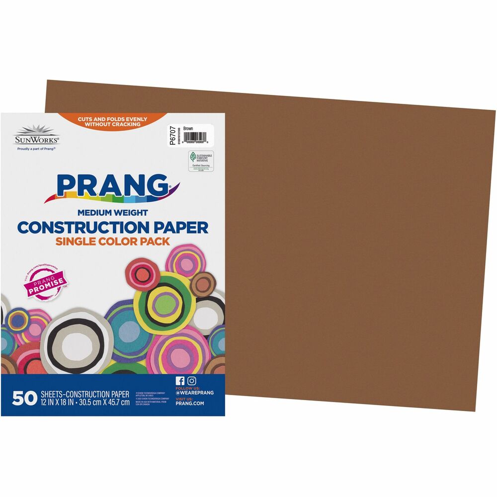 PAC6707 - Prang Medium-Weight Groundwood Construction Paper is the perfect solution for school projects and other arts and crafts. Recyclable paper has a bright, consistent color, is slightly textured and cuts and folds evenly without cracking. Since 1882, Prang has been seeking ways to ignite creativity by offering superior products that deliver unparalleled experience.