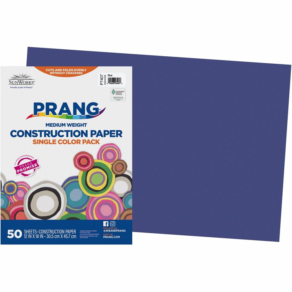PAC7407 - Prang Medium-Weight Groundwood Construction Paper is the perfect solution for school projects and other arts and crafts. Recyclable paper has a bright, consistent color, is slightly textured and cuts and folds evenly without cracking. Since 1882, Prang has been seeking ways to ignite creativity by offering superior products that deliver unparalleled experience.