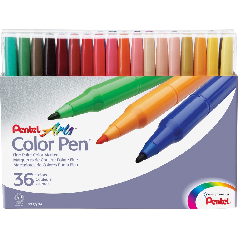 PENS36036 - Fiber-tip Color Pen produces fine lines. Use vivid, water-based ink for a variety of applications. Ink is certified AP nontoxic by ACMI. Snap-fit cap prevents dryout.