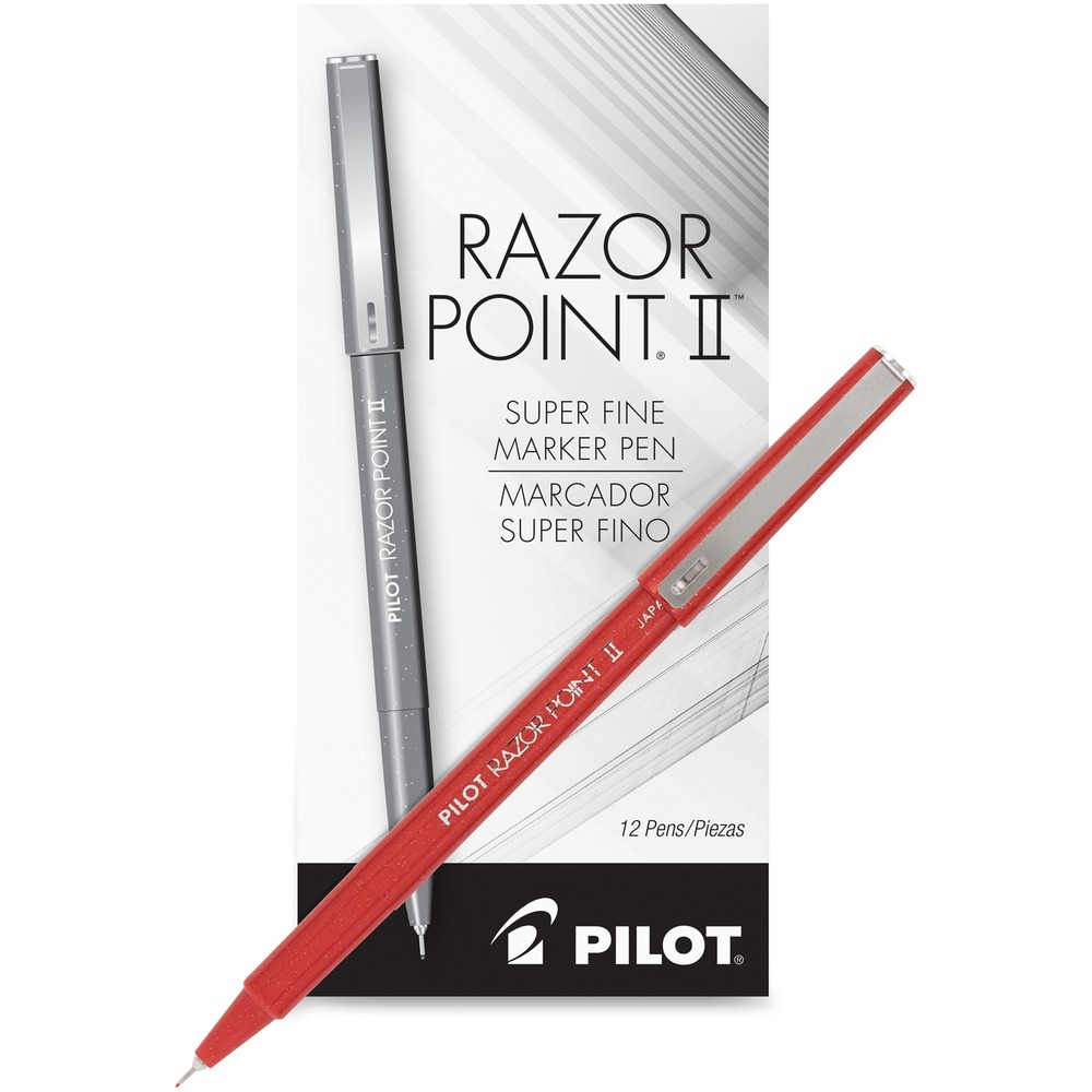 PIL11011 - Razor Point II Marker Pens are designed to make the thinnest markings and provide long-lasting performance. Super-fine tip is supported by a metal collar. Strong fiber point delivers smooth, vibrant, high-precision writing. Patented, 0.2mm tip design ensures crisp, clean, quick-drying lines. Pens are nonrefillable.