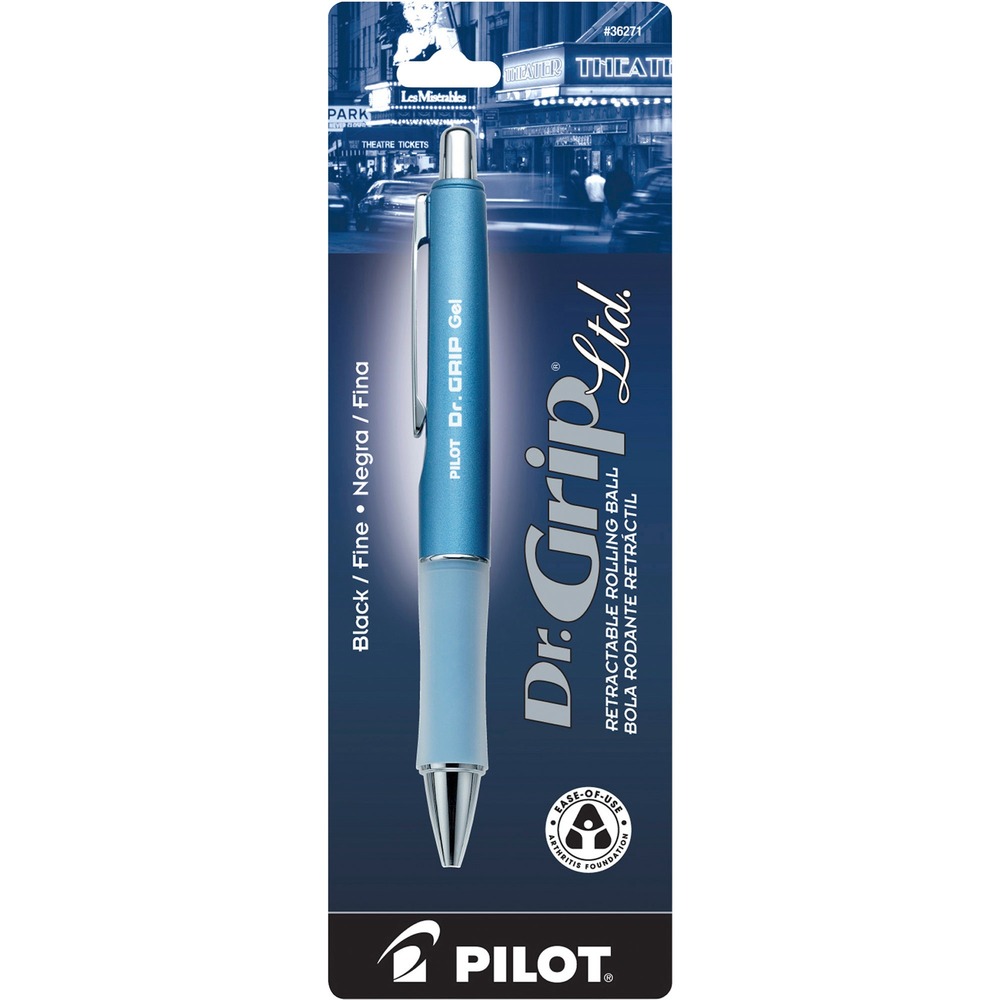 PIL36271 - Dr. Grip rolling ball pen with wide, contoured grip provides the comfort and reduced stress writing experience expected from Dr. Grip pens with Gel ink. The dynamic gel ink is smear-proof and delivers smooth writing. Ergonomic cushion grip alleviates writing fatigue. Grip is made of latex-free rubber. Great for students, office workers or anyone who writes a lot, the rollerball pen is commended for ease-of-use by the Arthritis Foundation. Retractable design means no cap to lose. Refill with Pilot G2 refills.