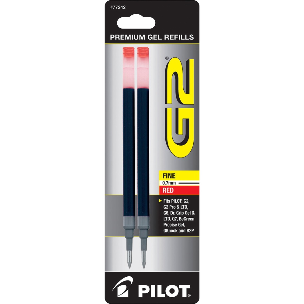 PIL77242 - Refills are designed for use with Pilot G2, G2 Limited, G2 Pro, G6, B2P, B2P Gel, MR Gel Roller, Dr. Grip Ltd., Dr. Grip Gel, Q7, G-Knock Begreen and Precise Gel Begreen. Gel ink formula delivers smearproof, smooth writing.