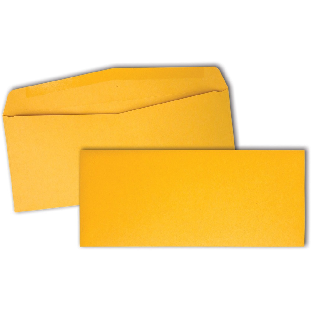 QUA11162 - No. 10 business envelopes are made from more durable, 28 lb. paper compared to standard business envelopes. Brown Kraft stock is opaque so you can't see the contents inside - no security tint needed. 4-1/8" x 9-1/2" envelopes feature a moisture-seal commercial flap. Traditional diagonal seams are compatible with automated inserting and folding equipment.