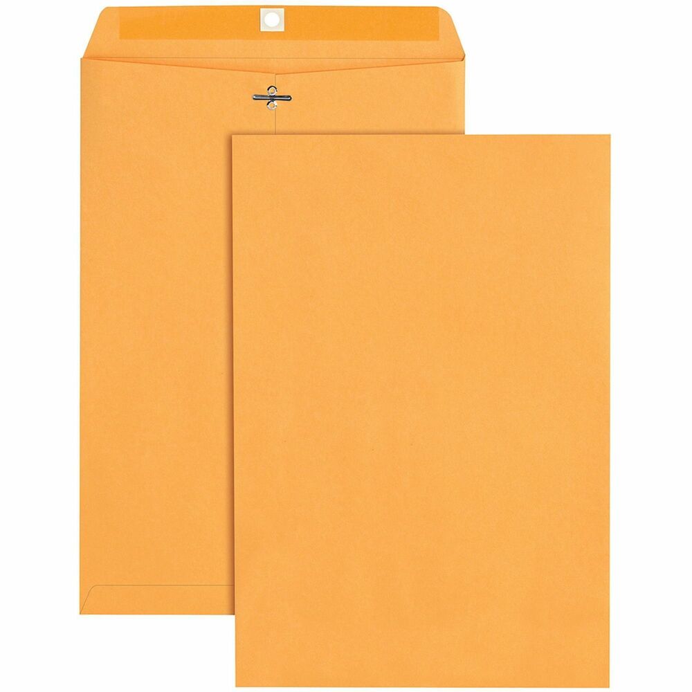 QUA37798 - 10" x 15" clasp envelopes are made with extra-heavyweight, 32 lb. brown Kraft, providing an excellent solution to storage and filing. Clasp envelopes are great for projects and filing, making organization easier. Double-prong clasp and reinforced eyelet are durable enough for repeated use. Heavy-duty stock is great for extensive handling. Contents are protected during use to give you assurance they arrive unharmed. 10" x 15" size fits oversized documents perfectly. Heavy gumming keeps envelopes securely and permanently sealed when needed.