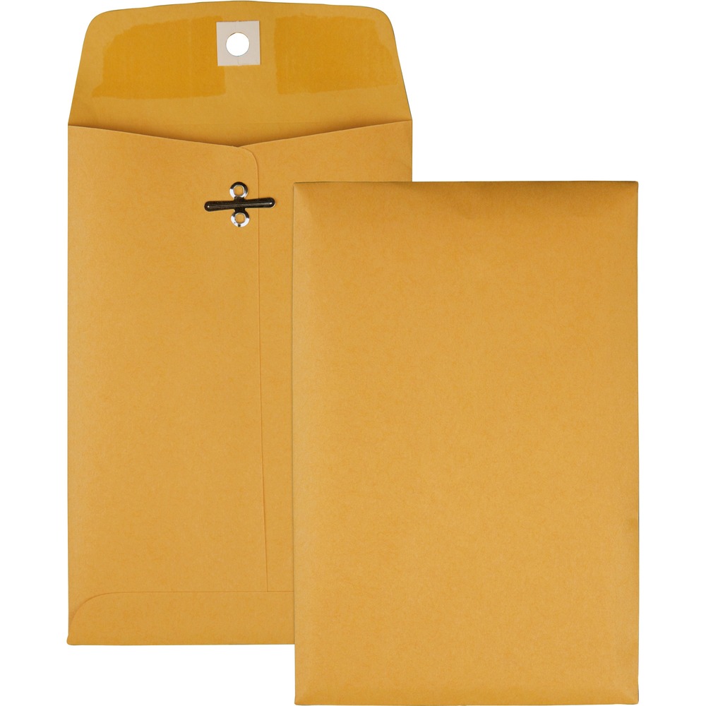 QUA37835 - 5" x 7-1/2" Heavyweight Clasp Envelopes are an excellent solution for accessible storing or filing. Whatever your home or office needs are, clasp envelopes make staying organized easier. They're perfect for projects, filing and mailing. Double-prong clasp and reinforced eyelet are durable enough for repeated use. 28 lb. brown Kraft stock is great for extensive handling and mailing. Contents are protected during use to give you assurance they arrive unharmed. 5" x 7-1/2" size fits small or folded documents perfectly. Heavy gumming keeps envelopes securely and permanently sealed when needed.