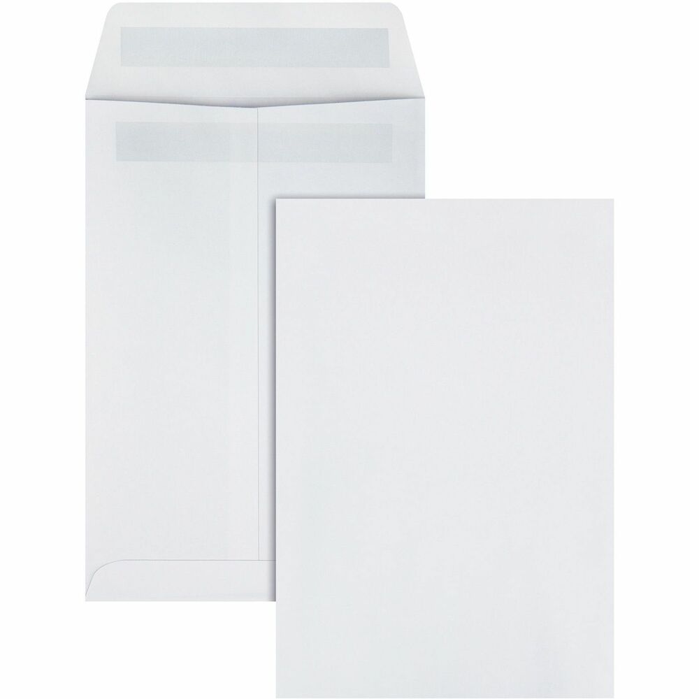 QUA43117 - 6" x 9" catalog mailing envelopes feature a quick, easy, Redi-Seal closure ideal for bulk mailings. Redi-Seal closure includes a pressure-activated latex adhesive on two surfaces. Just press together for a strong, durable seal - no paper strips or moisture required. Redi-Seal envelopes are the perfect answer for concerns about surface germs in the workplace. Save time and cut the waste with every mailing. Envelopes are compatible with inkjet printers but are not recommended for laser printers. Bright-white envelopes create a clean, professional presentation. 28 lb. white wove paper withstands extensive handling. Center seam adds strength to handle heavy contents. Small envelopes are perfect for unfolded, half-sheet papers or larger, folded documents. Classic, open-end construction makes a perfect, economical envelope for 6" x 8" greeting cards.