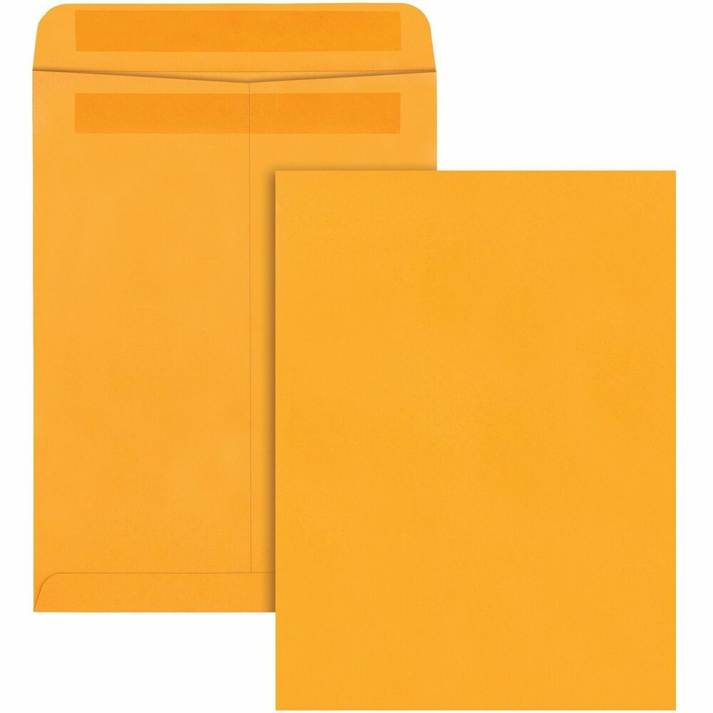 QUA43562 - 9" x 12" catalog mailing envelopes feature a quick, easy, Redi-Seal closure ideal for bulk mailings. Redi-Seal closure includes a pressure-activated latex adhesive on two surfaces. Just press together for a strong, durable seal - no paper strips or moisture required. Redi-Seal envelopes are the perfect answer for concerns about surface germs in the workplace. Save time and cut the waste with every mailing. Envelopes are compatible with inkjet printers but are not recommended for laser printers. 28 lb. Kraft paper is opaque to protect private contents and durable enough for hard office tasks. Center seam adds strength to handle heavy contents. Large envelopes store letter-size papers without folding or creasing. Classic, open-end manila envelopes are ideal for mailing manuscripts, homeschool packets, workbooks, sales literature, newsletters or contracts. Mail heavy enclosures with confidence.