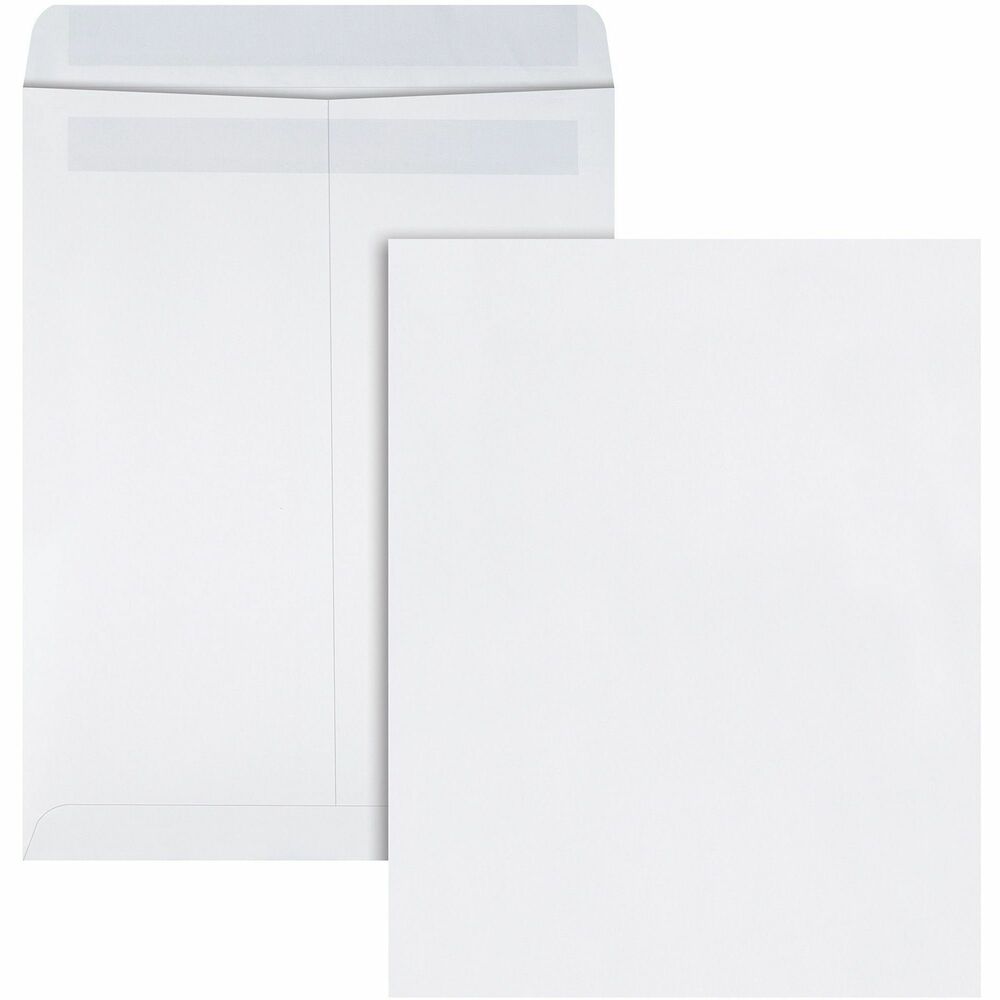 QUA43617 - 9-1/2" x 12-1/2" catalog envelopes feature a quick, easy, Redi-Seal closure ideal for bulk mailings. Redi-Seal closure includes a pressure-activated latex adhesive on two surfaces. Just press together for a strong, durable seal - no paper strips or moisture required. Redi-Seal envelopes are the perfect answer for concerns about surface germs in the workplace. Save time and cut the waste with every mailing. Envelopes are compatible with inkjet printers but are not recommended for laser printers. Bright-white envelopes make a clean, professional presentation. 28 lb. white wove paper withstands extensive handling. Center seam adds strength to handle heavy contents. Large envelopes store letter-size papers without folding or creasing. Classic, open-end manila envelopes are ideal for mailing manuscripts, homeschool packets, workbooks, sales literature, newsletters or contracts. Mail heavy enclosures with confidence.