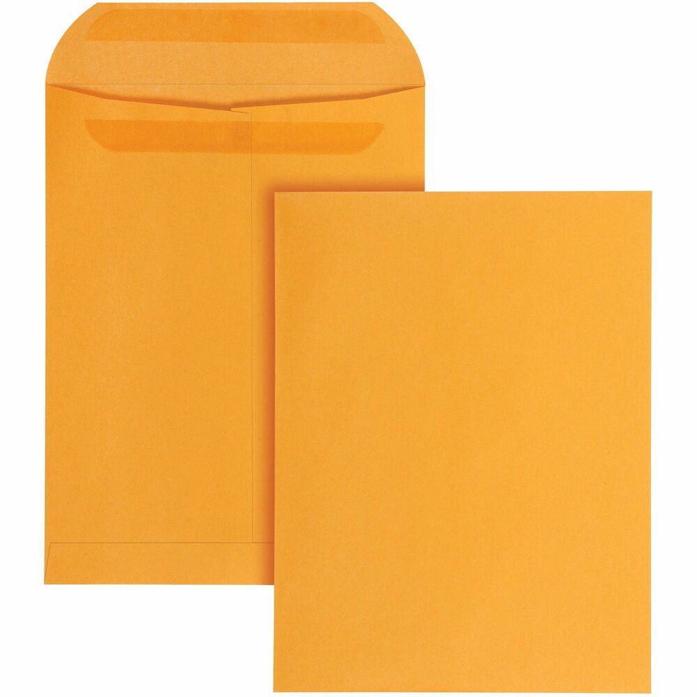 QUA43662 - 9-1/2" x 12-1/2" catalog envelopes feature a self-seal closure and heavyweight, 28 lb. brown Kraft stock for mailing, storing and organizing. They are a must for keeping projects, files and mailings manageable. 28 lb. stock withstands extensive handling and mailing. Contents are protected during use to give you assurance that they arrive unharmed. 9-1/2" x 12-1/2" size accommodates standard-size documents without folding. Redi-Seal closure saves time and makes a secure, permanent seal.