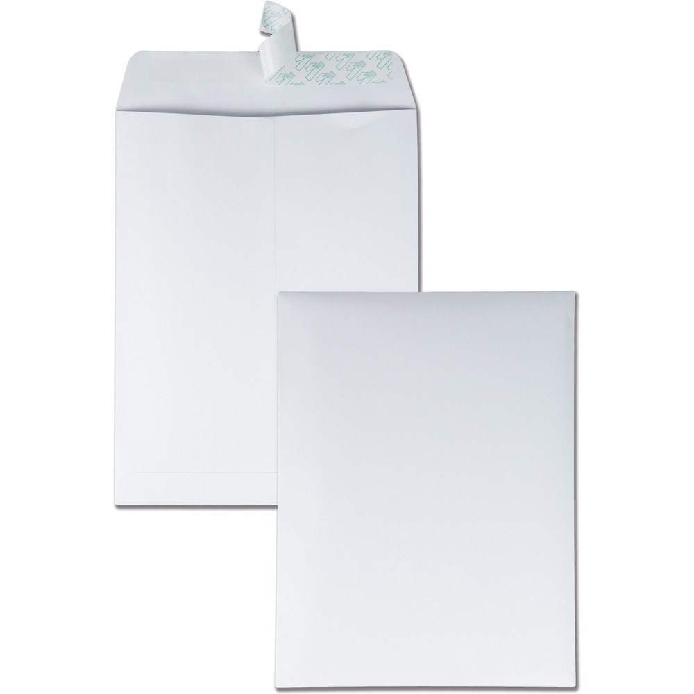 QUA44682 - 9-1/2" x 12-1/2" catalog mailing envelopes feature a quick, easy Redi-Strip closure. Just peel and press for a strong, durable seal. Redi-Strip envelopes are the answer for concerns about surface germs in the workplace. Stay safe and save time with every mailing. Peelable strip protects the adhesive from dust to last longer in storage. Self-seal envelopes are compatible with inkjet printers but are not recommended for laser printers. Heavyweight, 28 lb. Kraft paper is opaque enough to protect private contents and durable enough for hard office tasks. Center seam adds strength to handle heavy contents. Large envelopes can store letter-size papers, catalogs, photos and other mailings without folding.