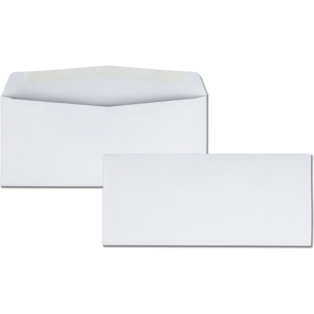 QUA90020 - No. 10 Envelopes are essential for home and business use. These 24 lb. white wove envelopes are perfect for professional mailings and home projects. They feature a moisture-seal commercial flap. 4-1/8" x 9-1/2" envelopes are compatible with laser and inkjet printers to personalize your mailings. Side seams provide more surface area to print return addresses, logos and other graphics.