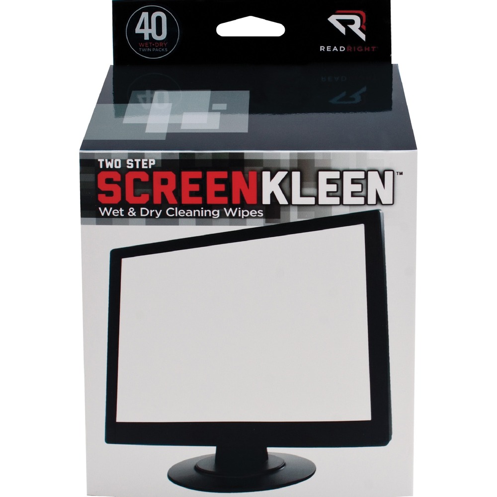 REARR1305 - Kleen and Dry Screen Cleaning Pads offer a highly efficient, two-part method for cleaning and controlling static on terminal and display screens. One packet contains a pre-moistened pad with an exclusive antistatic cleaner solution that controls dangerous static charges while removing vision-inhibiting contaminants from the screen surface. The other packet contains a dry absorbent, lint-free cloth for wiping the screen dry and clear. Pads leave screen optically clear and lint-free. Pads are not for use on nylon mesh or polarized antiglare filters.
