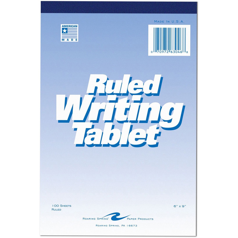 ROA63046 - Plain Writing Tablet offers a convenient format for correspondence and notes. Contains 100 wide ruled (11/32" inch spacing between horizontal lines) white sheets.