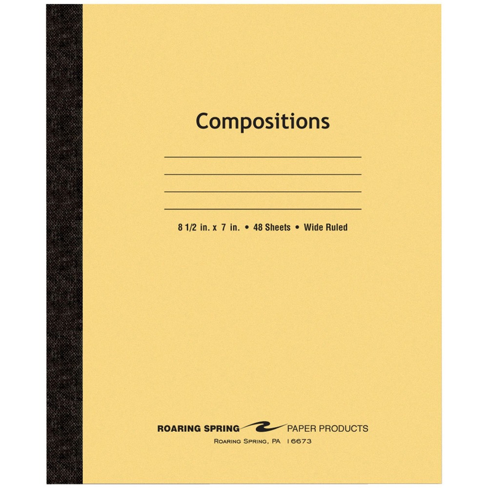 ROA77308 - Plain cover composition book contains 48 sheets of legal/wide-ruled paper with no margin. Ideal for notes. Recyclable book features a flexible cover and center-sewn construction.