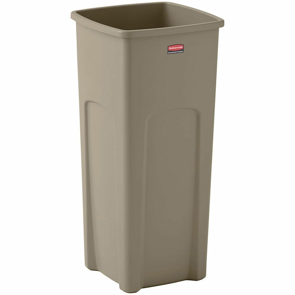 RCP356988BG - Perfect for hotel lobbies, offices, restrooms, shopping malls, restaurants and other public locations, this waste container offers a sleek design for a professional image. Patent-pending can liner cinch allows easy bag retention and eliminates knot tying. Rugged plastic construction is durable and crack-resistant, even under tough indoor/outdoor conditions. Optional self-closing lid (sold separately) enhances appearance and contains odors.
