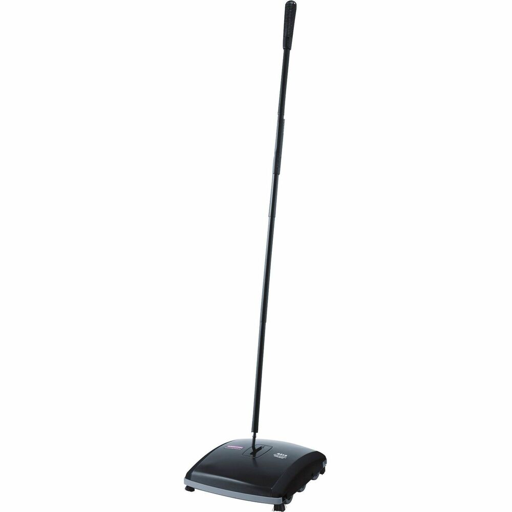 RCP421388BK - Dual-action sweeper features two types of brushes to provide maximum cleaning and versatility on bare floors and low-pile carpets. Sweeper is especially effective for large debris as well as small crumbs and dirt. Dual-action sweeper features a dual debris pan with one-touch cleaning doors, a wide 7-1/2" sweep path with protective bumper, and natural corner brushes. Soft rubber wheels and brushes conform to the floor surface. Sweeper is made of durable galvanized steel and tough ABS plastic.