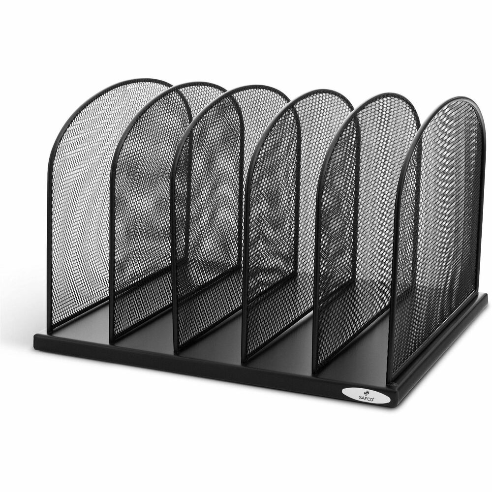 SAF3256BL - Mesh Desk Organizer helps you manage papers, folders and small binders and keep them accessible on the worksurface. Each upright section is 2" wide. Desk organizer has a sturdy steel mesh construction and a black powder-coat finish.