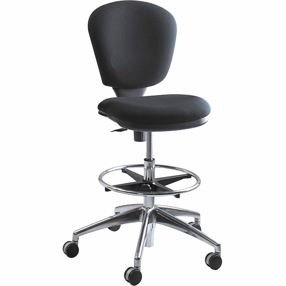 SAF3442BL - Metro Extended Height Chair features a contoured back, thickly cushioned seat for superb comfort, and chrome-plated adjustable footring. Seat adjusts from 23" to 33" high. Functions include pneumatic seat-height adjustment, 360-degree swivel, tilt and tilt tension. Chair holds 250 lb. and includes 100 percent acrylic fabric upholstery, 26" aluminum five-star base with chrome finish and two-tone, dual-wheel, hooded 2-1/2" carpet casters. Seat size is 18-1/4" wide x 17" deep. Back size is 17-1/4" wide x 16" high. Optional Adjustable Arm Set with 3" height adjustment range does not come with chair and is sold separately. Chair meets or exceeds applicable ANSI/BIFMA standards.