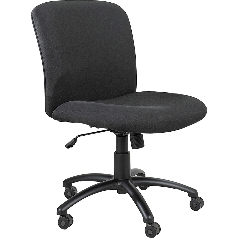 SAF3491BL - Mid-back chair is designed especially for multi-shift, intensive-use environments, especially for the big and tall person. Chair offers a 500 lb. capacity and is rated for 24/7 use. Upholstered with 100 percent polyester, chair features an extra-wide, deep seat with thick-cushioned foam for long-term comfort. Seat size is 22-1/4" wide x 20-3/4" deep. Back size is 23" wide x 19-3/4" high. Mid-back chair features a 360-degree swivel seat with pneumatic seat-height adjustment from 18-1/2" to 22-1/2" , tilt, tilt lock, tilt tension and an oversized five-star nylon base with 2" hooded dual-wheel casters for stability. Chair meets or exceeds ANSI/BIFMA standards and is available in black frame only. Arms are sold separately.