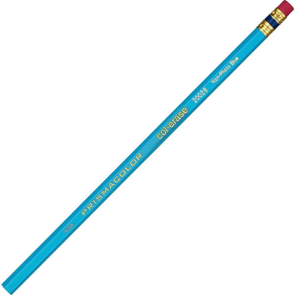 SAN20028 - Colored pencils feature a special lead formula that erases effortlessly. Rendered lines erase clean with few strokes of the eraser. Ideal for illustration, animation and accounting applications. PMA certified nontoxic, thin lead is strong and resists breakage. Pencil design also includes a metal ferrule with twin band and red eraser.