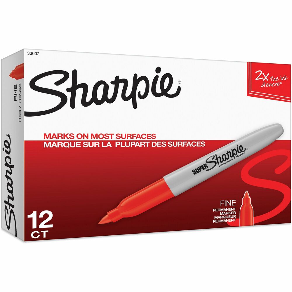 SAN33002 - Super Sharpie marker features a bold fine point that makes permanent marks on most hard-to-mark surfaces. The bold, fine tip creates indelible marks, and a super large ink supply extends product life. Fade-resistant and water-resistant ink makes it ideal for multiple project uses. Alcohol-based ink formula is quick-drying and nontoxic. More from the Manufacturer