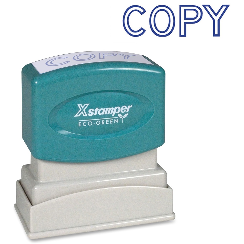 XST1006 - COPY Title Stamp is pre-inked for 50,000 impressions and re-inkable for 50,000 more, again and again. The laser-engraved rubber makes this stamp strong for many years of use. Retractable frame keeps stamp surface away from desktop until ready to use. Impression size is 1/2" x 1-5/8". Use Xstamper Refill Ink only to refill your stamp. Use of any other ink will void out the warranty.