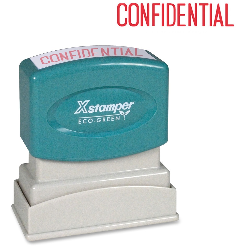 XST1130 - CONFIDENTIAL Title Stamp is pre-inked for 50,000 impressions and re-inkable for 50,000 more, again and again. The laser-engraved rubber makes this stamp strong for many years of use. Retractable frame keeps stamp surface away from desktop until ready to use. Impression size is 1/2" x 1-5/8". Use Xstamper Refill Ink only to refill your stamp. Use of any other ink will void out the warranty.