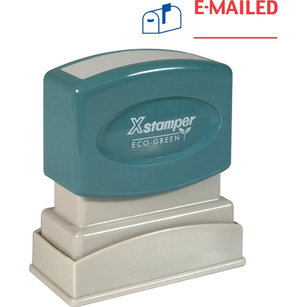 XST2025 - E-MAILED Title Stamp prints two colors simultaneously and is pre-inked for 100,000 impressions. Each re-inking provides another 100,000 impressions. Patented cellular inking process delivers clean, consistent impressions. Impression size is 1/2" x 1-5/8". Spring-activated, retractable stamping surface keeps work area clean. Pre-inked stamp is made from high-impact polymers for years of trouble-free use and contains a high percentage of recycled material.