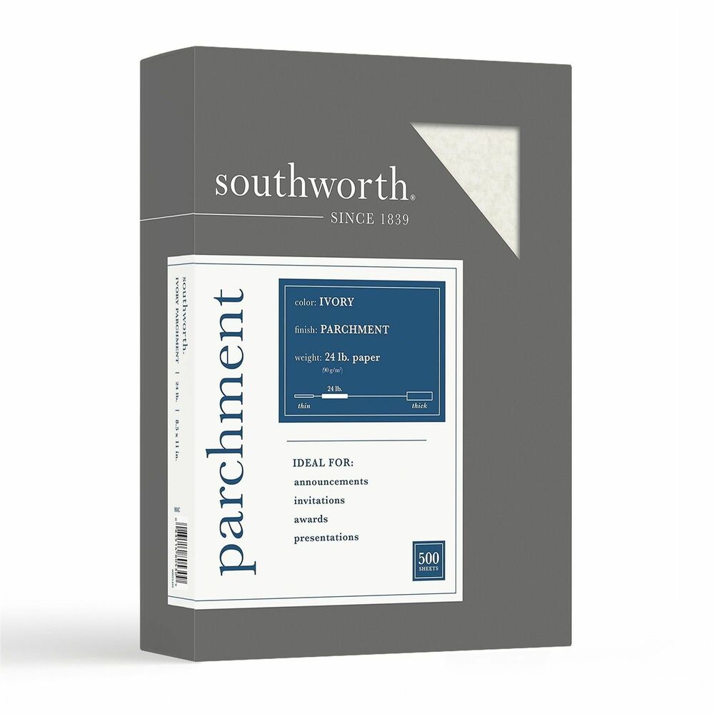 SOU984C - Parchment finish paper brings an old-world look and feel to awards, certificates, invitations, calligraphy, menus and more. Ideal for framed or publicly displayed documents. Acid-free, lignin-free paper will not yellow with age. 24 lb. parchment paper is compatible with laser printers, inkjet printers and copiers.