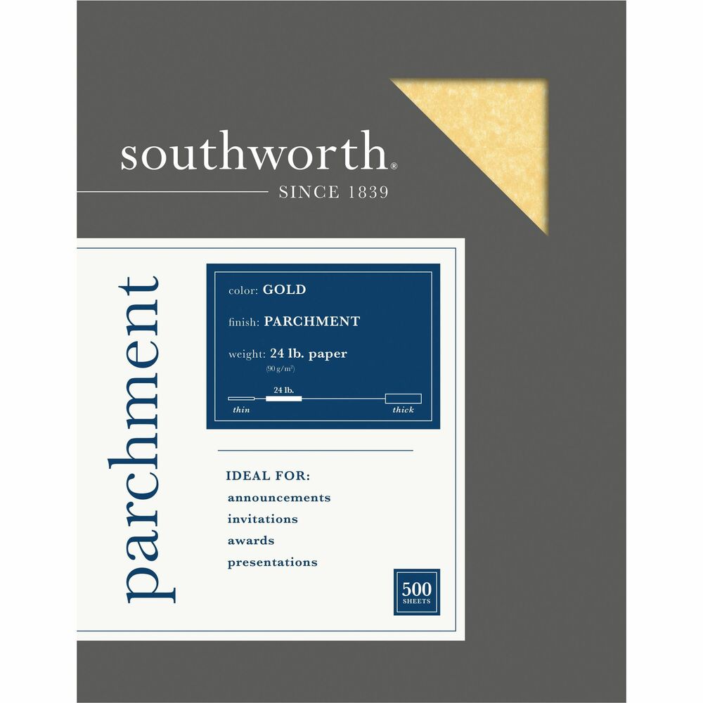 SOU994C - Parchment finish paper brings an old-world look and feel to awards, certificates, invitations, calligraphy, menus and more. Ideal for framed or publicly displayed documents. Acid-free, lignin-free paper will not yellow with age. 24 lb. parchment paper is compatible with laser printers, inkjet printers and copiers.