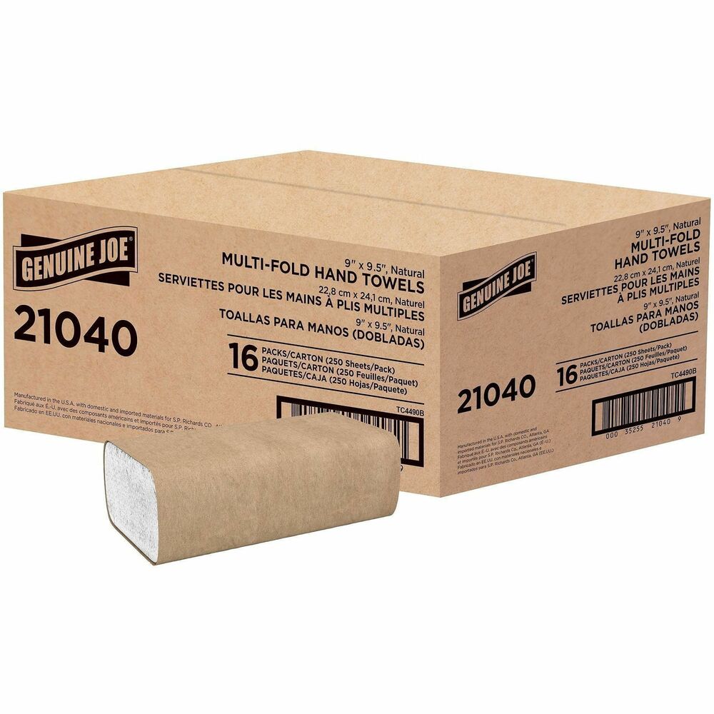 GJO21040 - Deeply embossed for thickness and more preferable feel.Folded towels encourage faster washoom traffic and cleaner restrooms.Hands-free dispensing is more sanitary and prevents cross contamination.Ideal for public environments.. Contains 100% post-consumer recycled material. Multi fold. Natural. 250 sheets/pkg. 