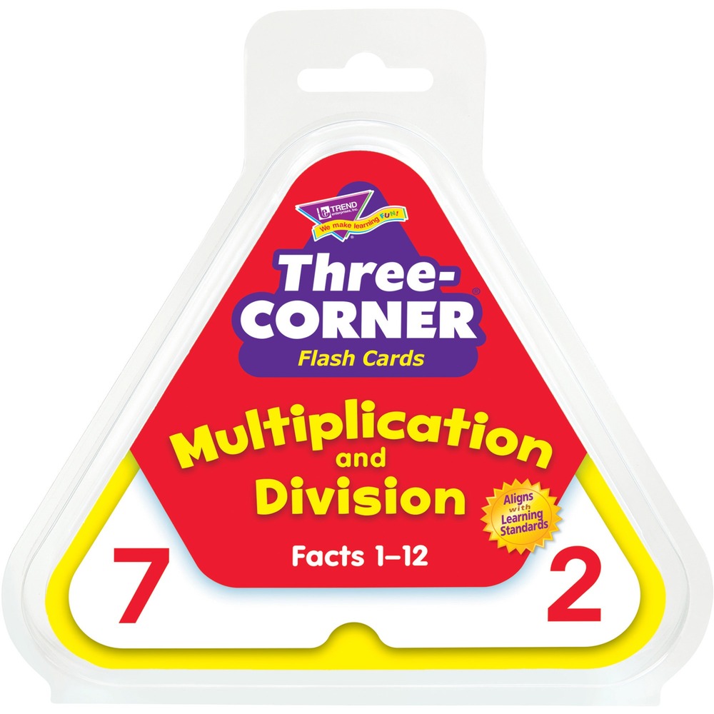 TEPT1671 - Self-checking cards teach multiplication, division and the relationship between them. Ideal for groups or individuals at school, home or travel. Set includes 48 two-sided 5-1/2" triangular cards that focus on numbers through 12 and a sturdy storage box. Durable, easy-to-hold cards are designed for teaching students ages 8 and up.