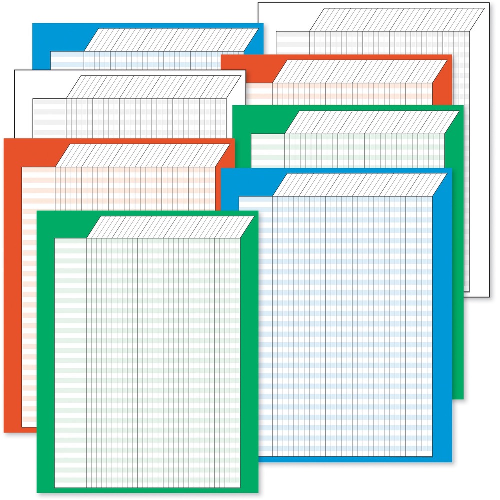 TEPT73901 - Ample-sized chart makes it highly visible and perfect for all ages and activities in schools, club, offices and homes. Each vertical incentive chart offers 50 rows and 30 columns. Sturdy, durable chart coordinates with Trend stickers. Chart set includes one each in red, yellow, white, blue, green, purple, orange and deep pink. Ideal for teaching students in fourth grade to twelfth grade (ages 8 to 99).