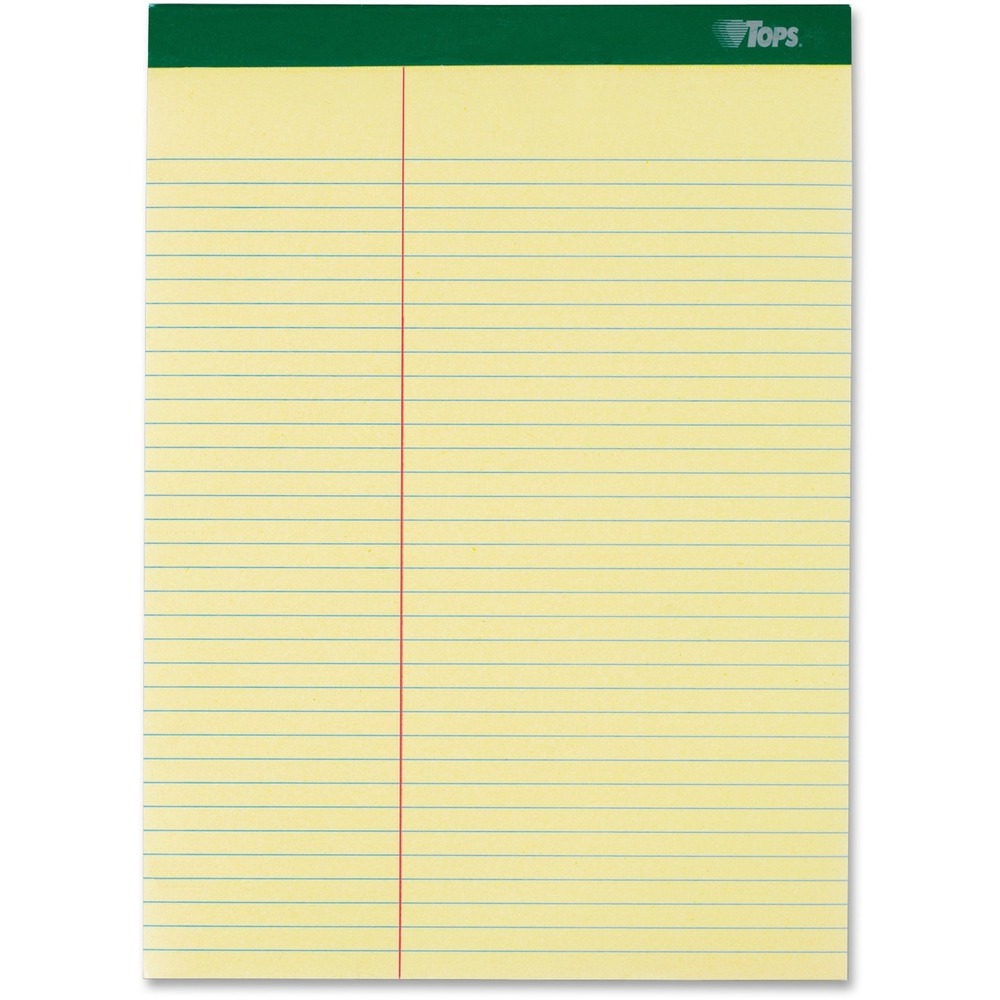 TOP63396 - Writing pads feature Letr-Trim perforation at the top for a clean tear-out every time. Binding at the top is double-stitched for added strength. 60 point, rigid chipboard backer provides writing support and durability when away from your desk. Each letter-size pad contains 100 stitched sheets of heavyweight, 16 lb. paper. Each sheet is law-ruled with 11/32" line spacings and a 3" left margin.