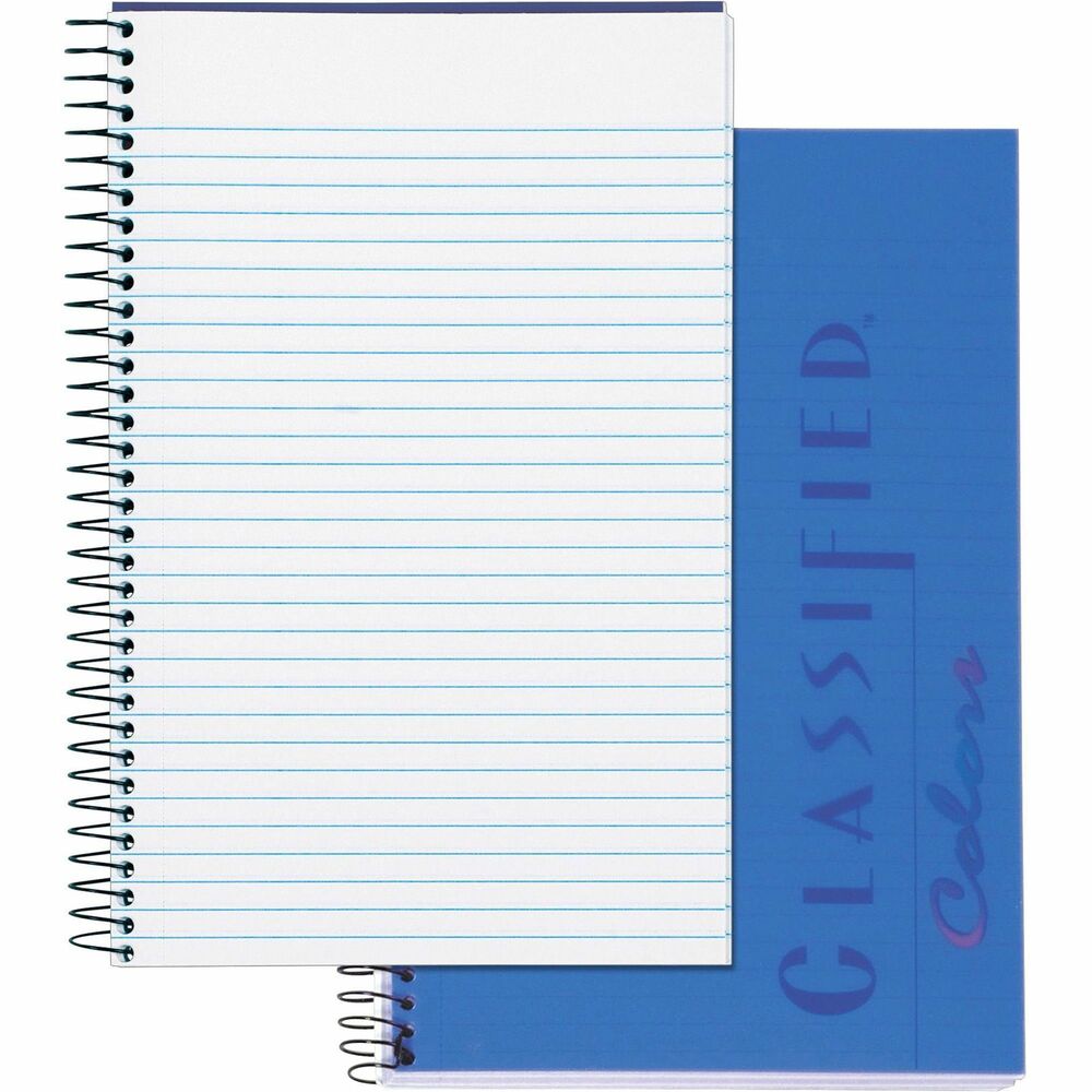 TOP73506 - Classified business notebook features a plastic cover with a fashionable color for durability and protection. Coil-lock wire binding prevents scratched desktops or snagged clothing. Handy size is ideal for briefcase of quick meetings. Letr-Trim perforations are designed for clean and easy sheet removal. Bound on the left side, this business notebook contains 100 sheets of heavyweight 20 lb. paper.
