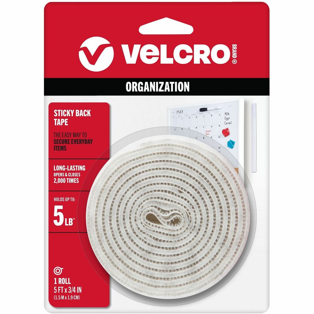 VEK90087 - Sticky Back Tape adheres to most smooth surfaces. Use on walls, glass, tile, plastic or metal. Tape works in conjunction with other fasteners or adheres to itself. More from the Manufacturer