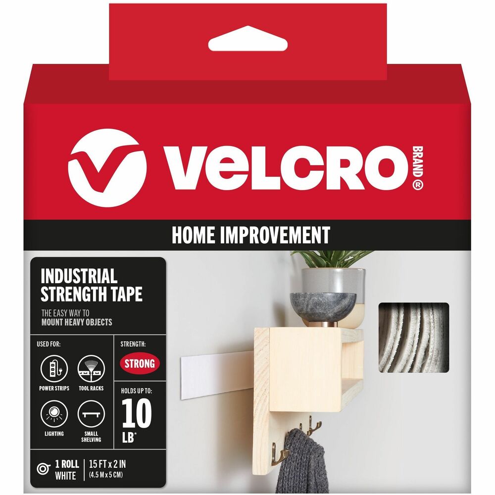 VEK90198 - Patented Industrial Strength Hook and Loop Tape is 50 percent stronger than standard hook-and-loop tape. This versatile, water-resistant adhesive can be used indoors and outdoors. Superior holding power is great for organizing storage closets and more. More from the Manufacturer