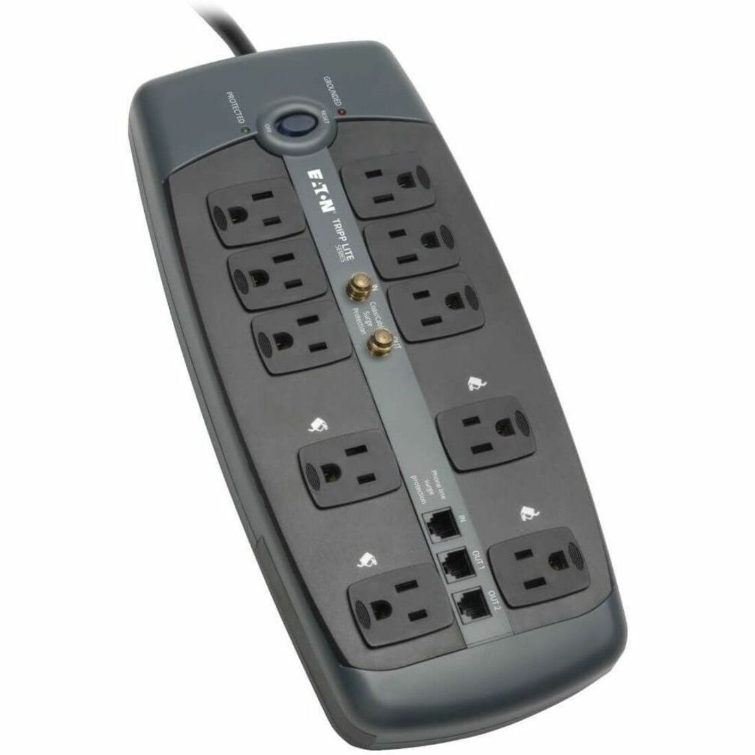 Tripp Lite TLP1008TELTV 10 Outlets Surge Suppressor - Receptacles: 8 x NEMA 5-15R - 3345J