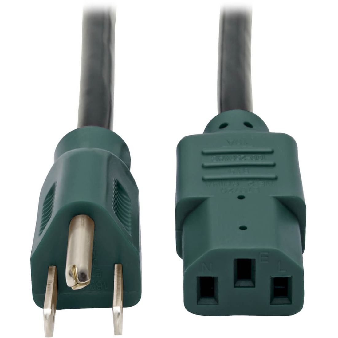Tripp Lite 4ft Computer Power Cord Cable 5-15P to C13 Green 10A 18AWG 4' - For Computer, Printer, Monitor - 125 V AC10 A - Black, Green - 4 ft Cord Length