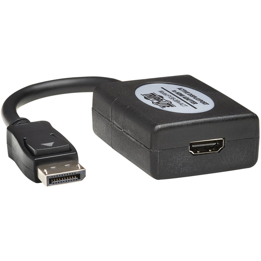 Tripp Lite 6in DisplayPort to HDMI Adapter Converter Active UHD DP to HDMI 4K x 2K M/F 6" - 6" DisplayPort/HDMI A/V Cable for Monitor, Audio/Video Device - First End: 1 x DisplayPort 1.1a Digital Audio/Video - Male - Second End: 1 x HDMI Digital Audio/Vid