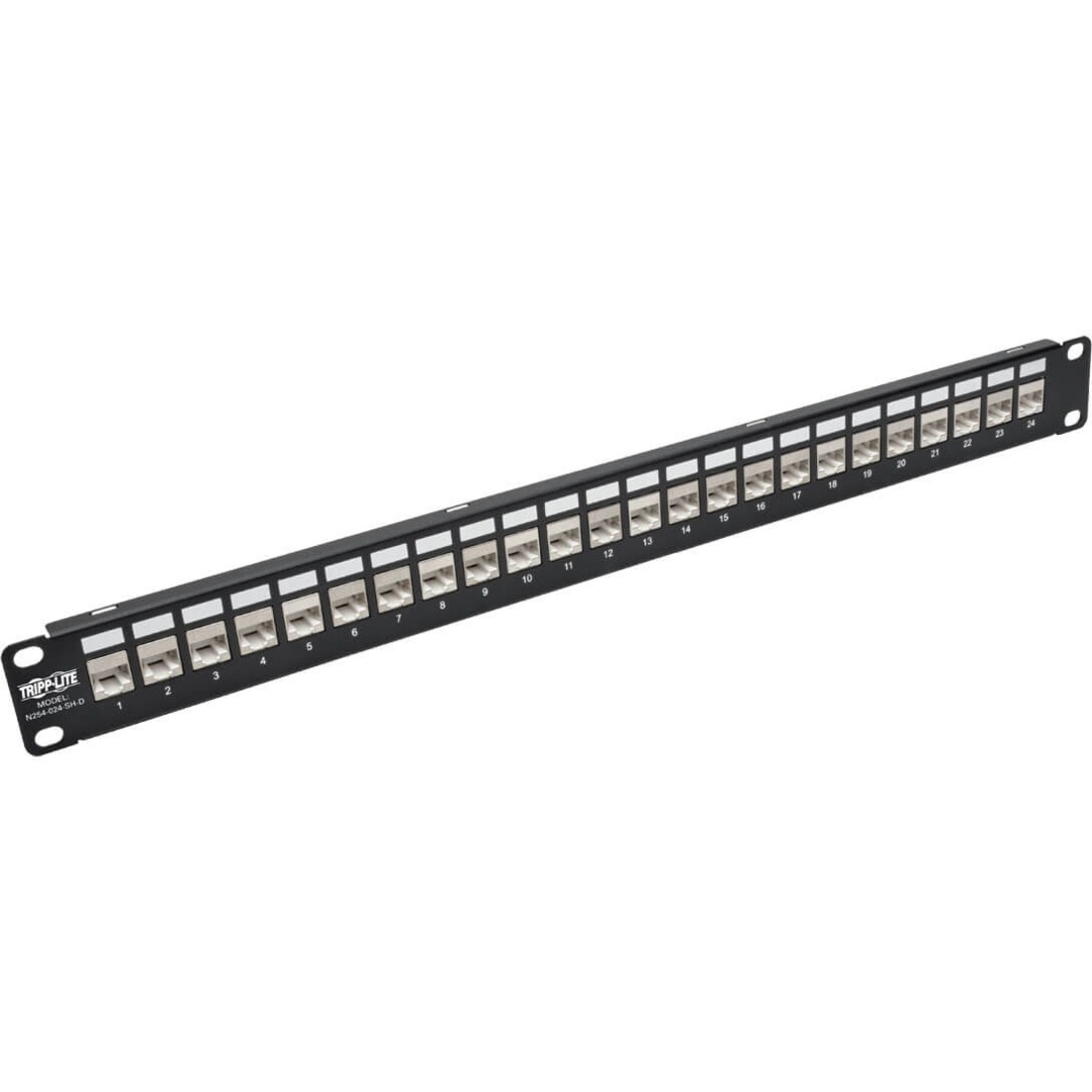 Tripp Lite N254-024-SH-D 24-Port 1U Rack-Mount STP Shielded Cat5e/6 Feedthrough Patch Panel - 24 Port(s) - 24 x RJ-45 - 1U High - Black - 19" Wide - Rack-mountable - TAA Compliant